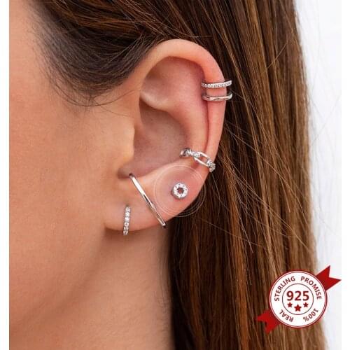 Non-Allergic Perforated 925 Silver Ear Needle Exquisite Compact Simple CZ Round Stud Earring Korean Fan Girl Party Gift