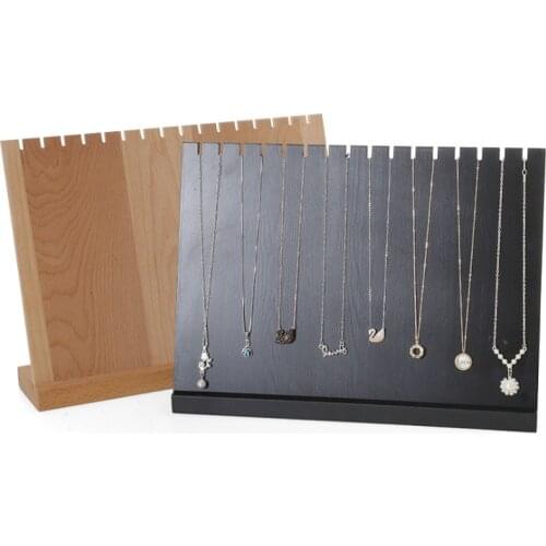2019 New Black Wood Necklace Pendant Display Stand Women Jewelry Organizer Holder Storage Case Bracelet Display Rack