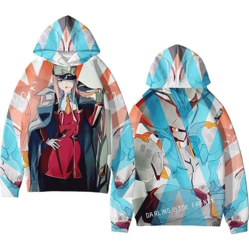 2021 New darling in the franxx 3D Hoodies Men Women Pullover Sweatshirt Print Regular Polyster Casual Hooded Clothes