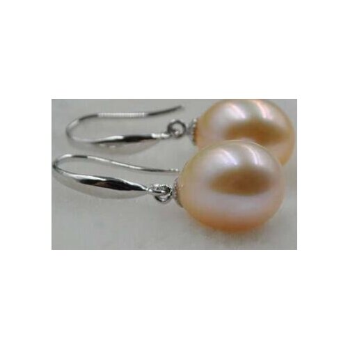 Wholesale price ^^^Natural AAA+++ 10*12mm pink drop south sea pearl dangle earring 925 r
