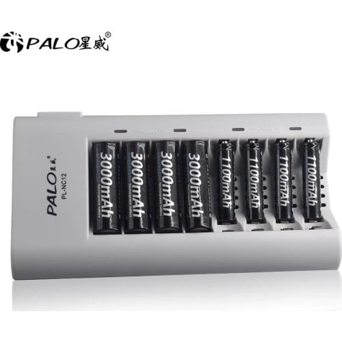 PALO Charger Original C808W 8 Slots Charger For AA / AAA Ni-MH / Ni-Cd Batteries Intelligent Rechargeable Battery Charger EU/ US