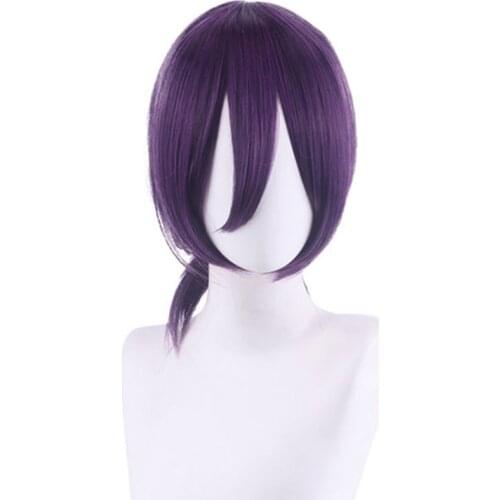 Anime Chainsaw Man Reze Cosplay Wig Dark Purple Heat Resistant Synthetic Hair Wigs Halloween Party Role Play Wig + Wig Cap