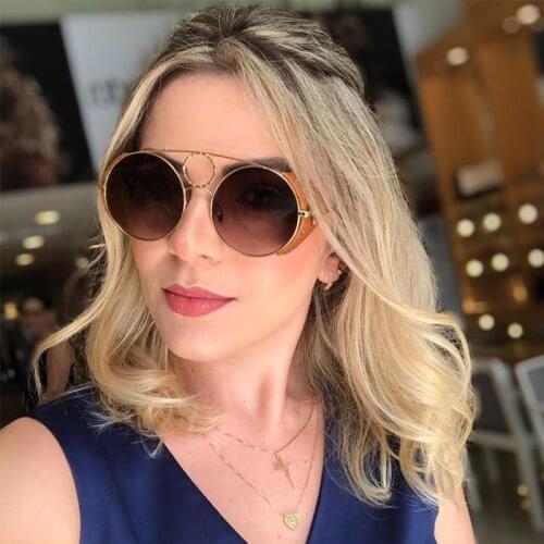 Vintage Round Steampunk sunglasses Men women Oversized luxury high quality Metal Glasses Brand sun glasses for men mirror UV400