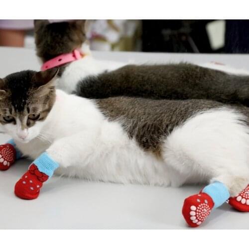 Pet Cat Socks Soft Quality Cotton Warm Antiskid Paws Dirts Away Easy Washing Indoor Dog Cat Shoe Socks