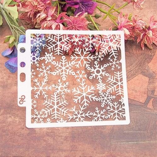 14.1*13 snowflake scrapbook stencils spray plastic mold shield DIY cake hollow Embellishment printing lace ruler Easter