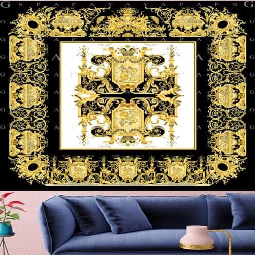 Gold mandala tapestry Court style retro angle Tapestries boho decor Deconstruction chain Vintage personality Wall Hanging decor