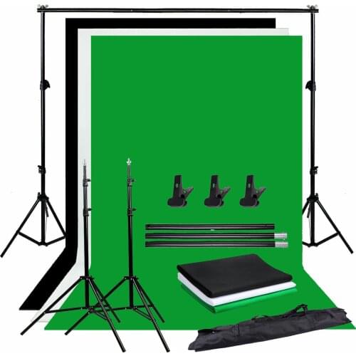 ZUOCHEN Photo Studio Backdrop Chroma Key Black White Green Screen Background Stand Kit With 2M Studio Backdrop Support Kit