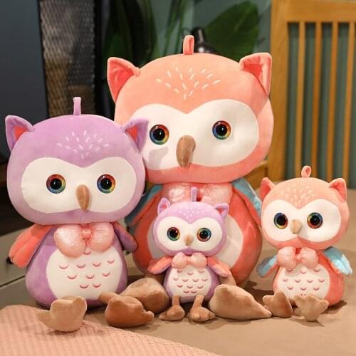 1pc 25-50cm New Arrive Pink&Purple Kawaii Owl Doll Pillow Plush Toys Colorful Bird Doll Birthday Gift For Kids Girls Newborn