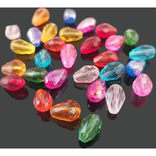 10pcs Multi-Color Top Quality Crystal Tear Drop Shape Beads Crystal Glass Beads Loose Spacer Round Beads For Jewelry Making