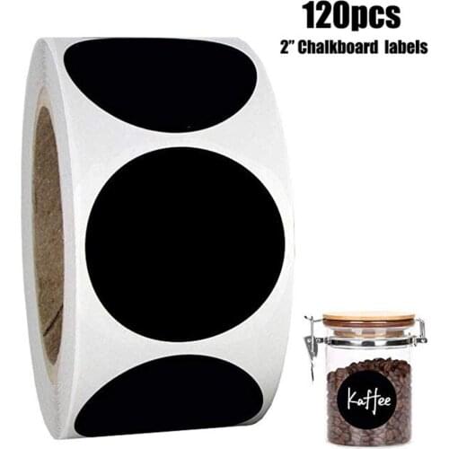 120 Pcs/Roll Black PVC Round Blackboard Sticker Round Sealed Label For Kitchen Jars Glasses Bottles Tableware Stationery Sticker
