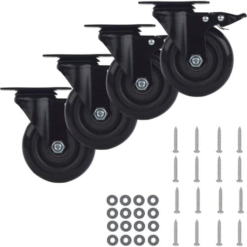 4pcs 4 Inch Caster Wheels Locking Castors Metal Swivel Brake Casters For Platform Trolley Chair Household Accessories Dolly Cart