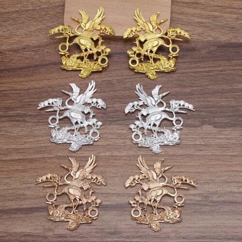 5 Pairs 62*67mm Metal Alloy Wild Crane Sheet Metal DIY Hair Accessories For Jewelry Making