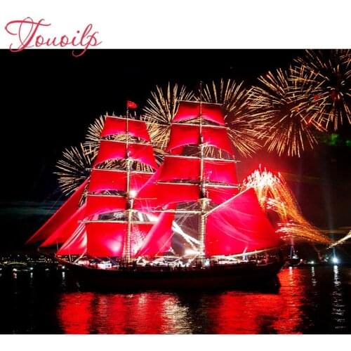 TOUOILP Full Square/Round Drill 5D DIY Diamond Painting"Firework sailboat"Diamond Embroidery Cross Stitch Mosaic Home Decor Gift