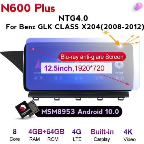 IPS DSP 4+64G Carplay Auto Android 10 Car Dvd Radio Multimedia Audio Player GPS Navi for Mercedes Benz GLK Class X204 2008-2015