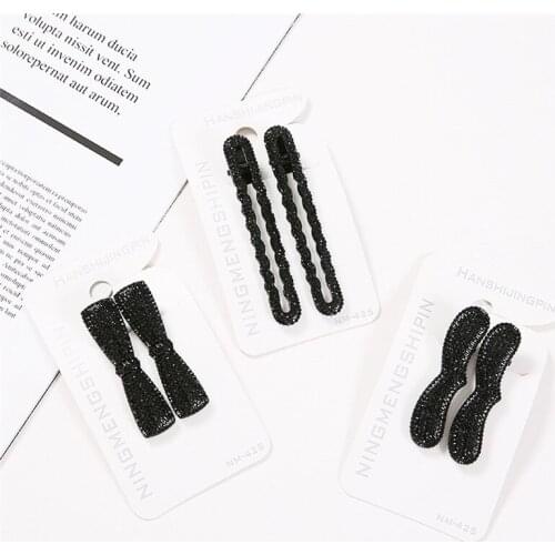 Free Shipping Fashion women black double bow hairpins girls pretty rhinestone hair clips cute Hair accessories elegant headwear