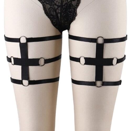 Black Body Harness Garters Goth Body cage Stocking Suspender Ring Garter Belt Bondage Body Harness Punk Sexy Lingerie