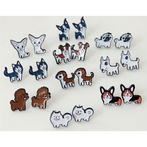 Daiseis New Design Handmade Cute Beagle Hound Bull Terrier Dog Stud Earring Fashion Jewelry Cartoon Animal Earrings For Women