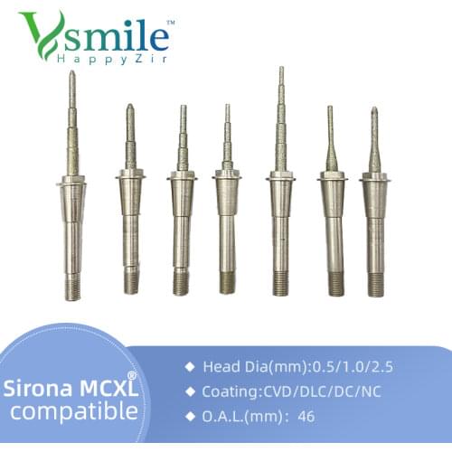 Sirona Cerec MCXL Milling Burs suitable for CADCAM system for Milling Glass Ceramic,Step Bur 12S,Cylinder Pointed 12S