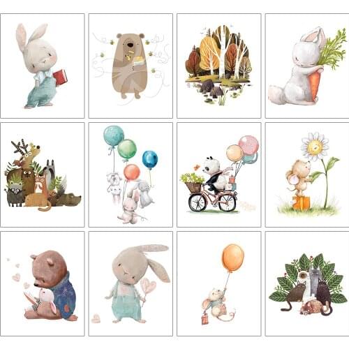White background cute animal illustration DIY digital painting character art atlas coloring decoration canvas wall crafts gift