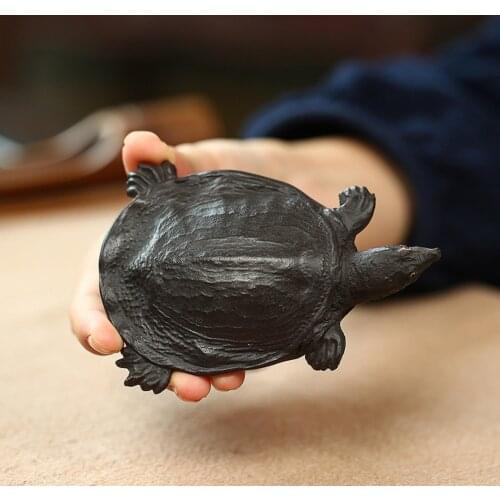 Chinese Tibet redware carved soft-shelled turtle statues Fengshui Decoration Toy tea pet Meditation tea play