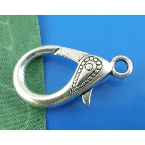 Lovely 10PCs Silver Color Eye Pattern Lobster Clasps Findings 31x16mm (B03394)