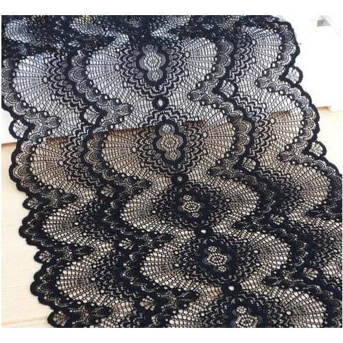 Free Shipment 2 Meters Black Elastic Beautiful Lace Trim Fabric Lace Ribbon 23CM for DIY Garters Garment Accessories