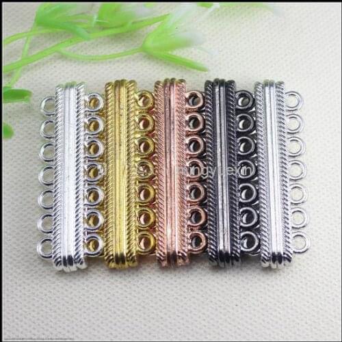 50 Sets Mixed plated 7-strand Strong Ribbed Magnetic Clasps for making Leather Bracelet jewelry findings
