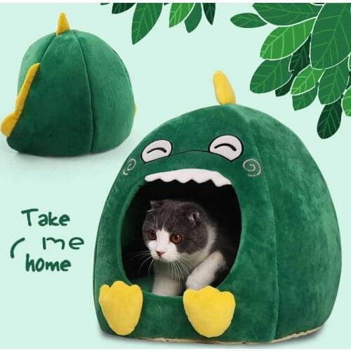 Cute Dinosaur Shape Cat Nest Dog Kennel Pet Winter Warm Bed Soft Sleeping Cat Mat House Indoor Puppy Nest Pet Supplies