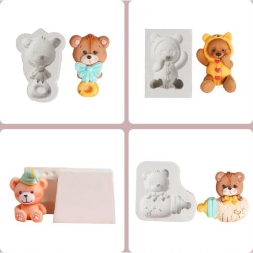 Cartoons Bear Silicone Mold Fondant Cake Decoration Mould Sugarcraft Chocolate Baking Tool Kitchenware For Cakes Gumpaste Form