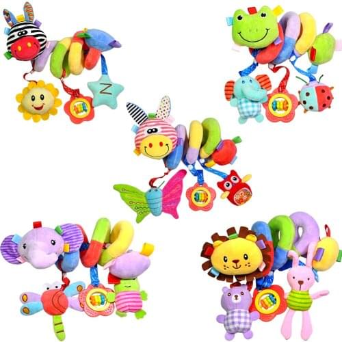 Cartoon Baby Toys 0-12 Months Bed Stroller Baby Mobile Hanging Rattles Newborn Plush Infant Toys For Baby Boys Girls Richly