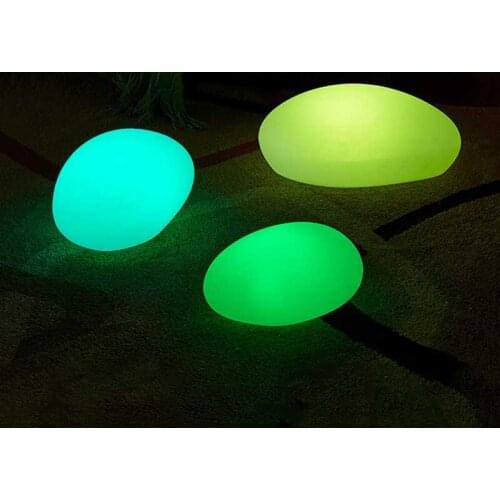 Outdoor Glow Cobblestone Shape Garden Decor Lights RGB Remote Control Waterproof Landscape Night Lights for Lawn/Patio/Path/Deck
