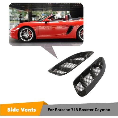 Real Carbon Fiber Side Vents For Porsche 718 Boxster Cayman Car Accessories Body Kits Styling Side Air Vents 2016-2018