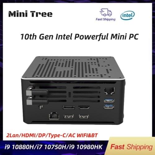 Newest 10th Gen Nuc Mini PC Intel i9 10980HK 10880H 2Lans Win10 2*DDR4 NVME Type-C Gaming Desktop Computer 4K DP HD2.0 AC WIFI