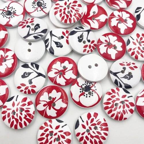 New 25/50pc Mix Color Flowers Wood Buttons 20mm Sewing Mix Lots WB731