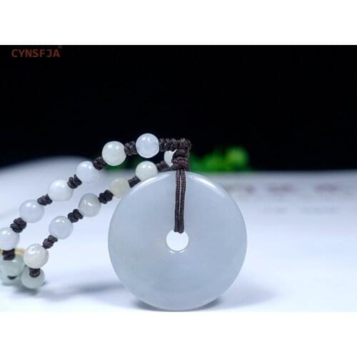 CYNSFJA New Real Certified Natural A Grade Emerald Jade Lucky Amulets Peace Buckle Jade Pendant Ice High Quality Best Gifts