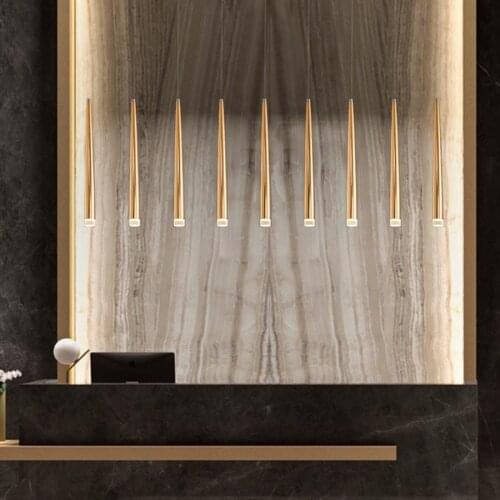 Nordic Golden Long Tube Pendant Lights Single Head Wire Adjustable LED Hanging Lamp Kitchen Restaurant Decor Long Pipe Droplight