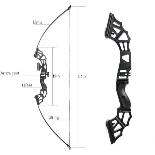 Straight Pull Recurve Bow with Rest for Right Handed 51 Inches for Archery Hunting Shooting Outdoor Sports 30/40/50 Lbs