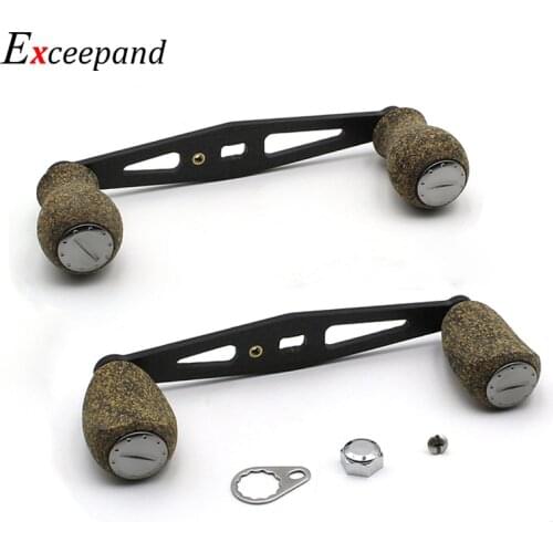 Exceepand Rubber Cork Knobs Powerful Straight Carbon Fiber Baitcasting Drum Reel Handle for Abu Garcia Daiwa Baitcaster Reel
