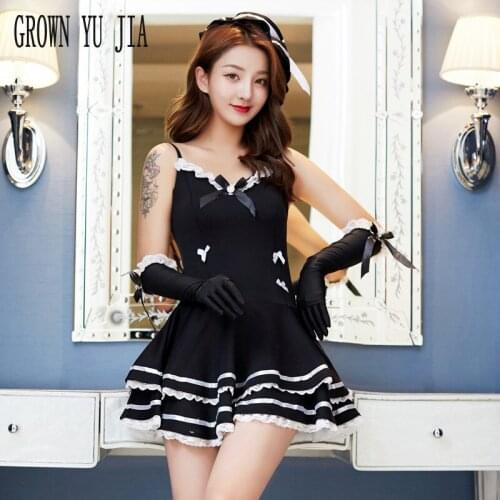 Sexy slutty Maid uniform porno maidservant sling skirt Set Erotic bandage japanese naughty lingerie Hot cosplay sex play costume