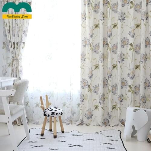 Modern Simple American Pastoral Cotton and Linen Printed Fresh Flowers Curtains for Living Room Luxury Curtains for Bedroom