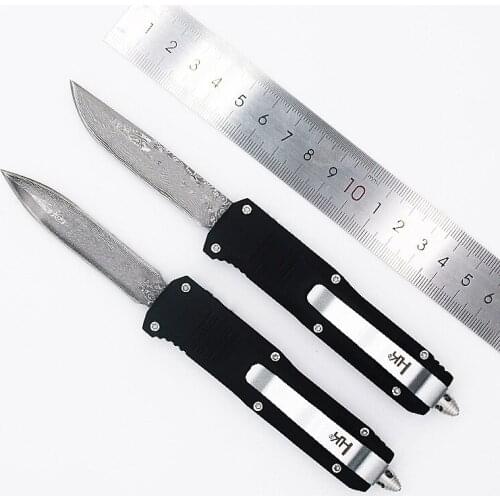 Butterlfy 7inch C07 Damascus Blade Zinc Alloy Handle Double Action Tactical Self Defense Folding Fixed Knife Camping Multi Tool