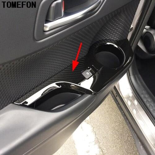 TOMEFON 4pcs For Toyota C-HR CHR 2016 2017 ABS Inner Power Window Switch Cover Trim Black Matte Glossy Car Accessories