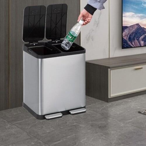 Nordic Luxury Trash Can Modern Stainless Steel Trash Bin For Recycling Bins Garbage Sorting Cocina Cleaning Tools BD50WT