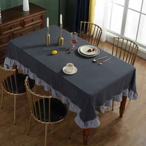 European Retro 100% Washed Cotton Tablecloth Table Cloth Lotus Eage for Home Party Decorative Rectangular Table Cover Protector