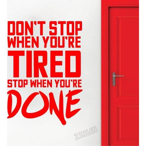 Inspirational Gym Phrase Wall Decals Don't Stop When You're Tired Qoutes For Teen Room Vinyl Wall Stickers For Study Room Y156