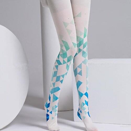 Women Fashion Tights, Bright Color Geometric Pattern Velvet Tights