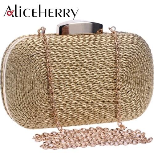 Women messenger bags brand fashion wallet woven bag exquisite bride evening bag luxury designer clutch vintage box hand bag gold