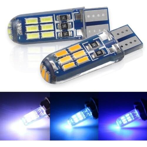 10pcs Waterproof Silicone T10 Led Bulb 194 W5W LED Bulbs for Car Courtesy Dome Map Door License Plate Light Parking Lights