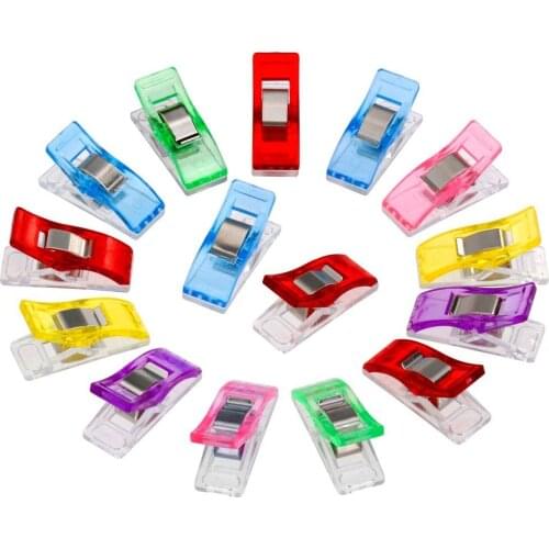 Qsezeny 10pcs 27x10x15mm Multi Colors Plastic Clips For Patchwork Sewing DIY Crafts Quilt Quilting Clip Knitting Accessories