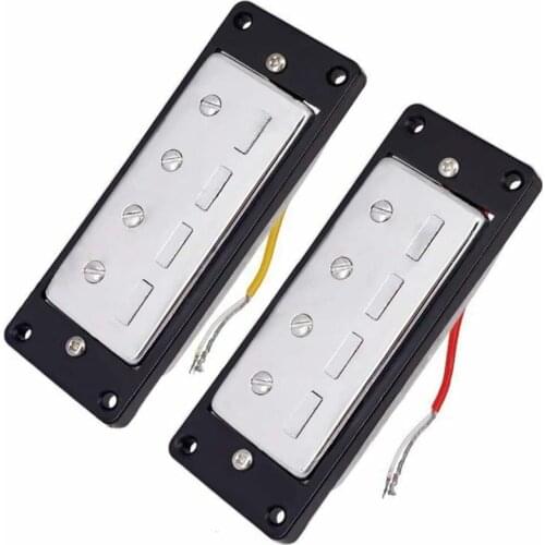 1Set 2Pcs Guitar Pickups Mini 4 string Bass Guitar Humbucker Pickups with Black Ring Chrome